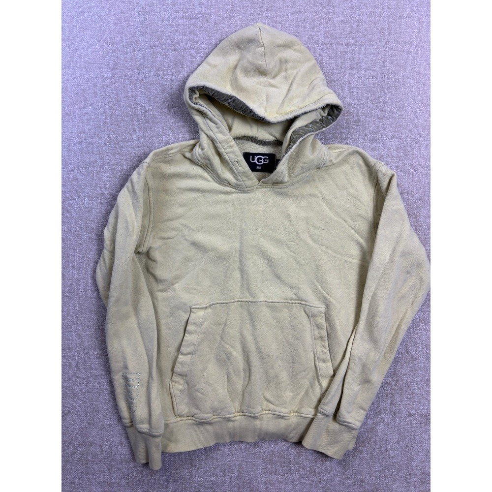 UGG RTW Womens Pale Yellow Fleece Pullover Hoodie Embroidered Logo Size XS